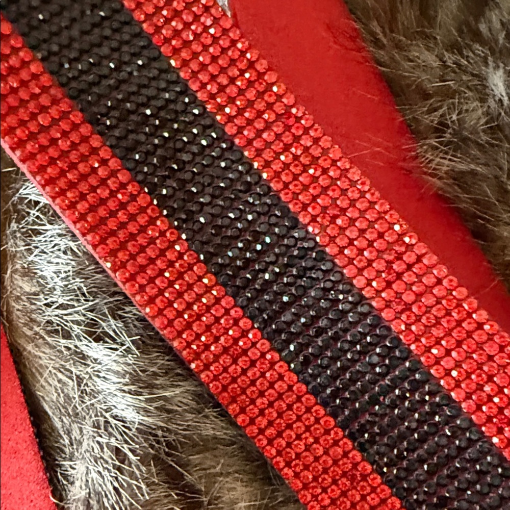 Viola Red and Black rhinestone bag Strap with Gold Hardware NWT - Picture 3 of 3
